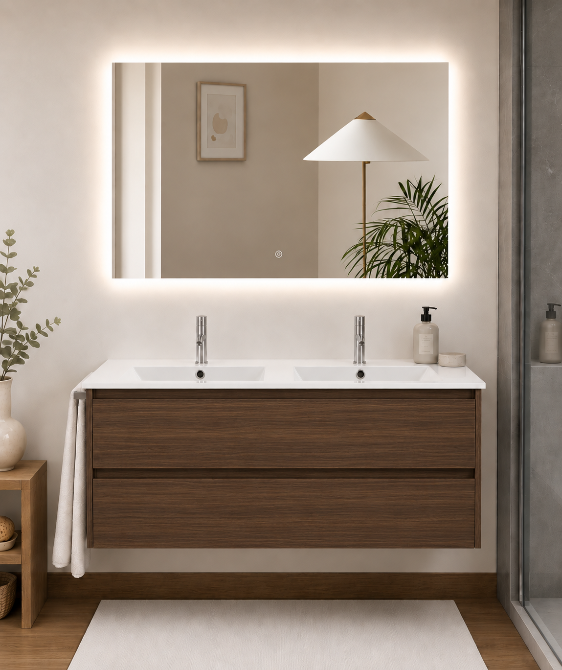 IBIZA wall-hung bathroom vanity unit with basin and 2 drawers
