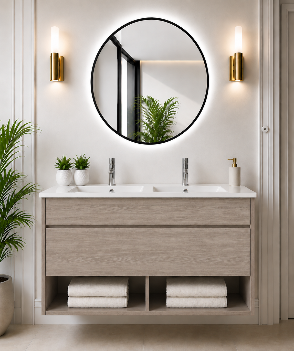 NEBARI wall-hung bathroom vanity unit with drawer and basin