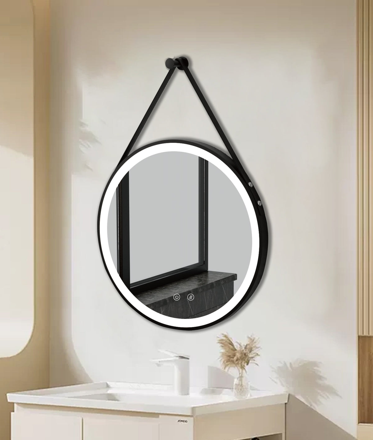 OLYMPUS Black BiLED bathroom mirror with anti-fog