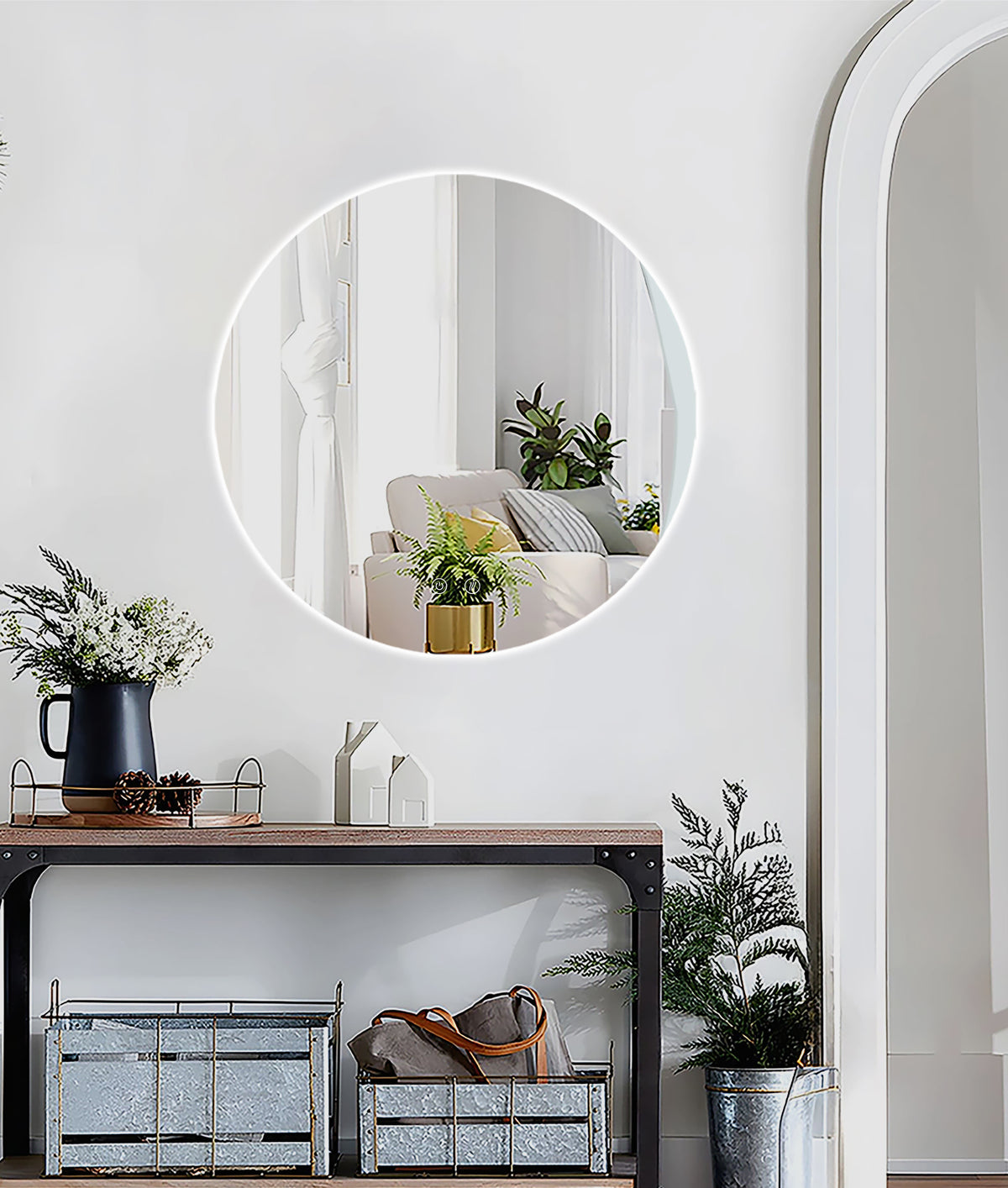 ARES curved LED bathroom mirror with anti-fog