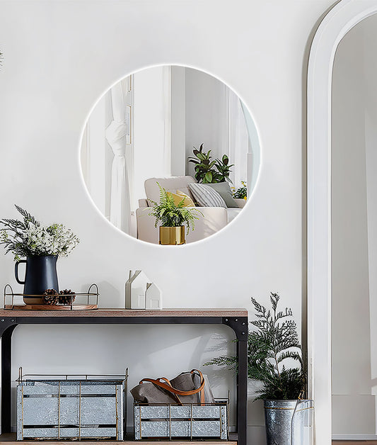 ARES curved LED bathroom mirror with anti-fog