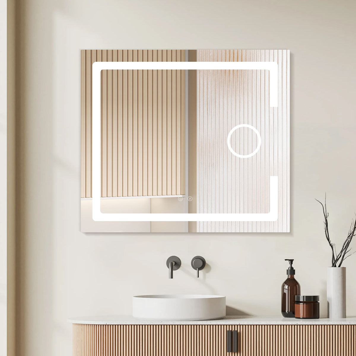 BALI LED bathroom mirror with 3x magnifier and anti-fog
