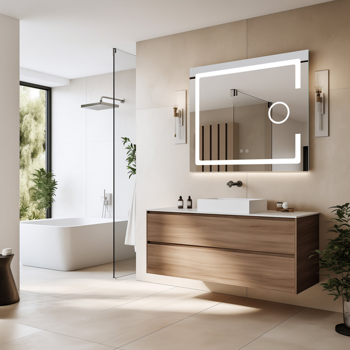 BALI LED bathroom mirror with 3x magnifier and anti-fog