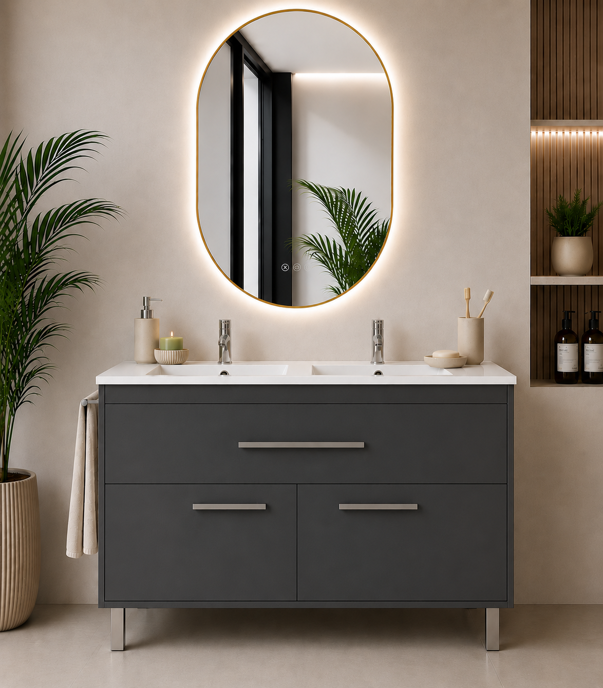 BAHÍA bathroom vanity unit with basin, drawer and 2 doors