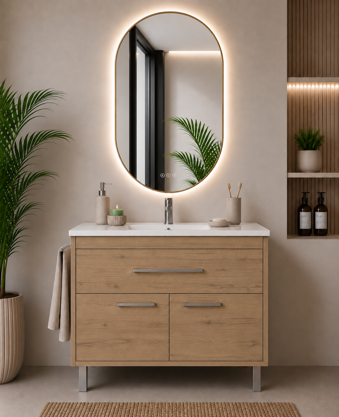 BAHÍA bathroom vanity unit with basin, drawer and 2 doors
