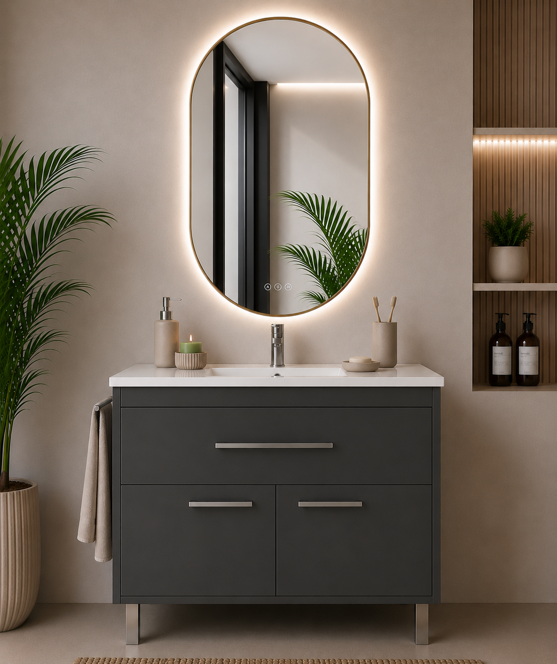 BAHÍA bathroom vanity unit with basin, drawer and 2 doors