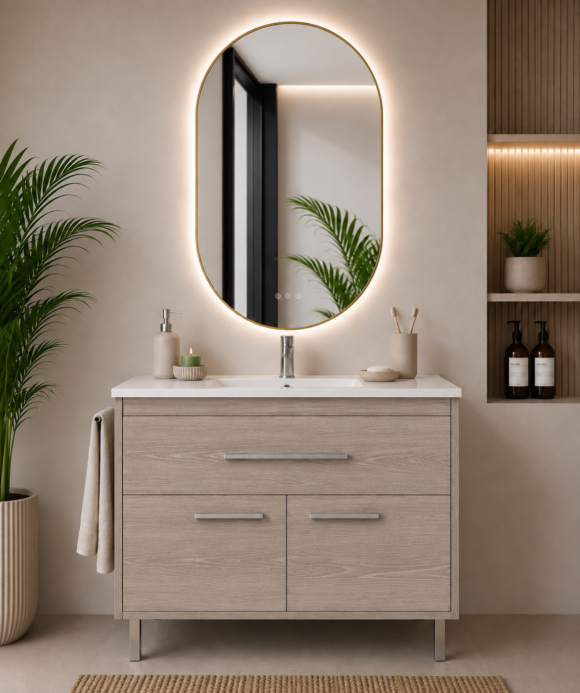 BAHÍA bathroom vanity unit with basin, drawer and 2 doors