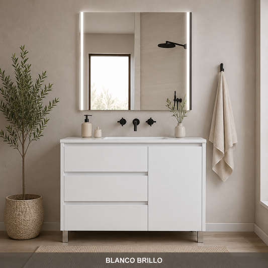 VOLUM bathroom furniture set with basin and MEGAN LED mirror