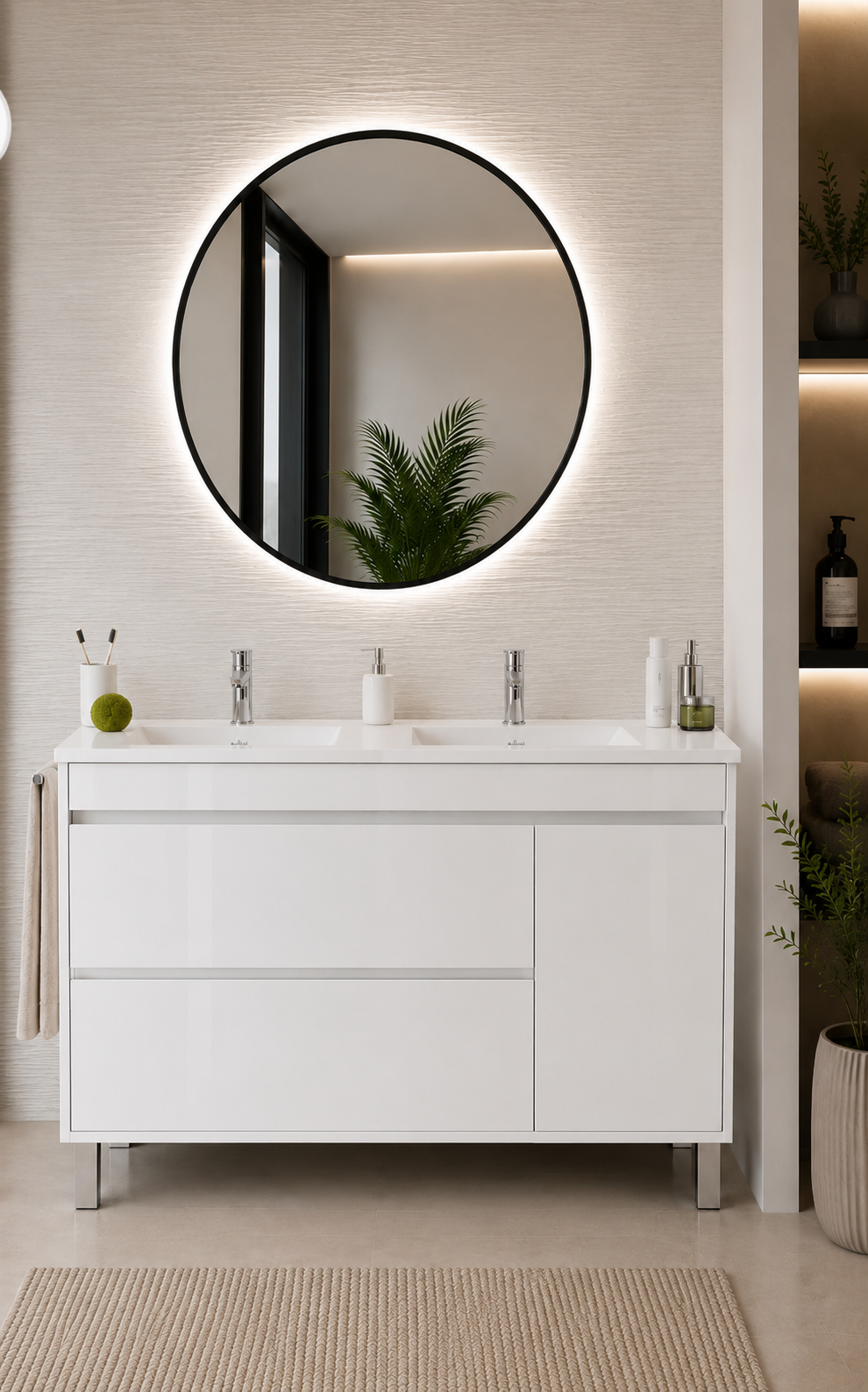 CAPRERA bathroom vanity unit with basin, 2 drawers and door