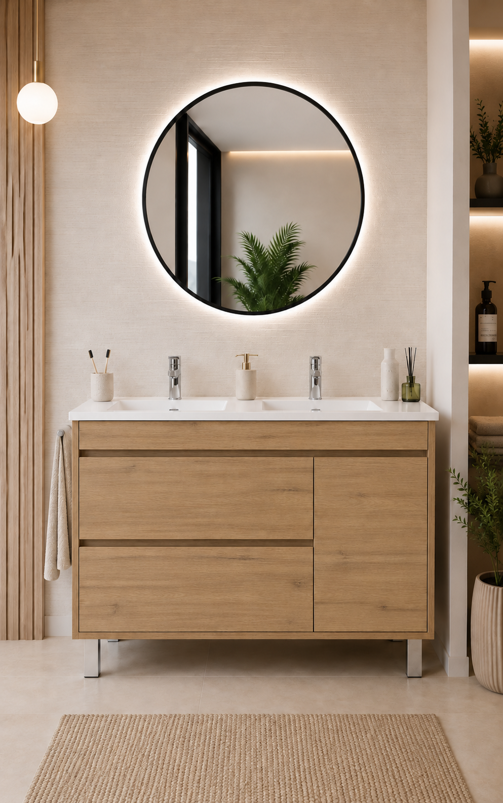 CAPRERA bathroom vanity unit with basin, 2 drawers and door