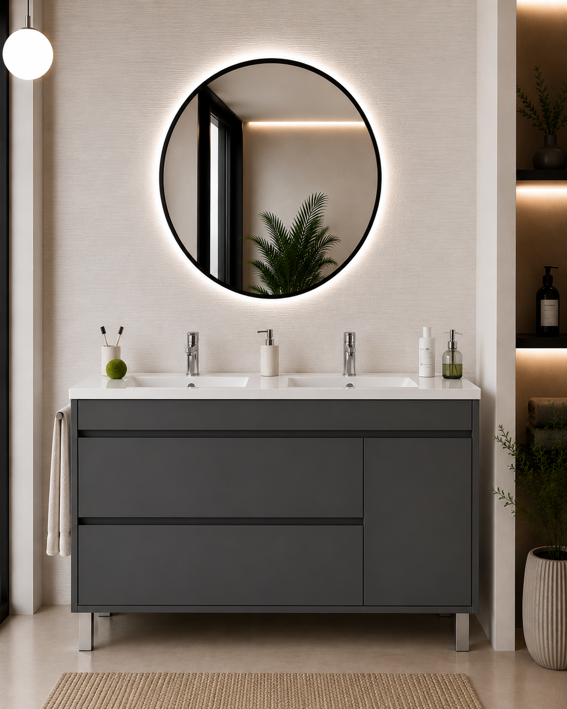 CAPRERA bathroom vanity unit with basin, 2 drawers and door