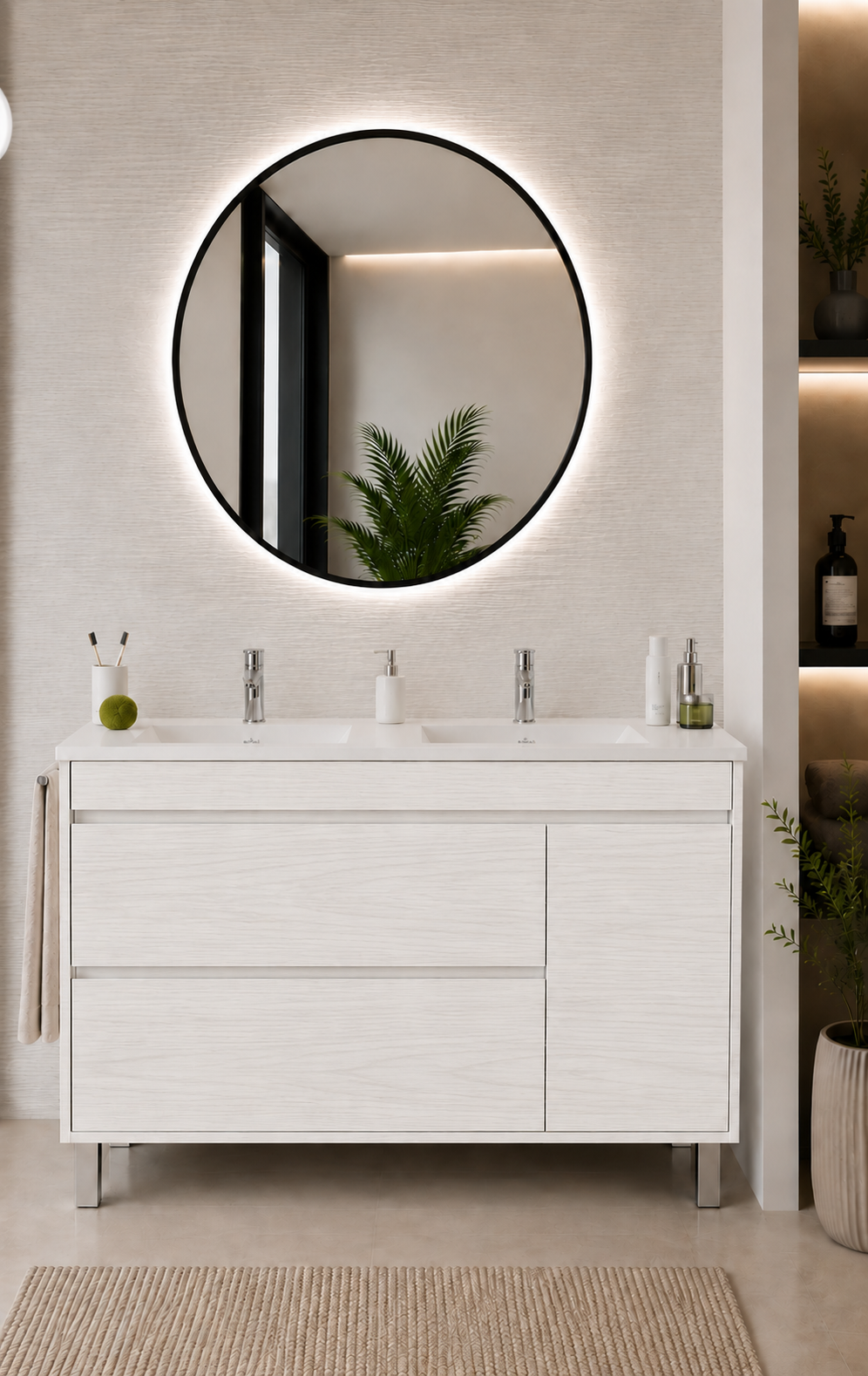 CAPRERA bathroom vanity unit with basin, 2 drawers and door