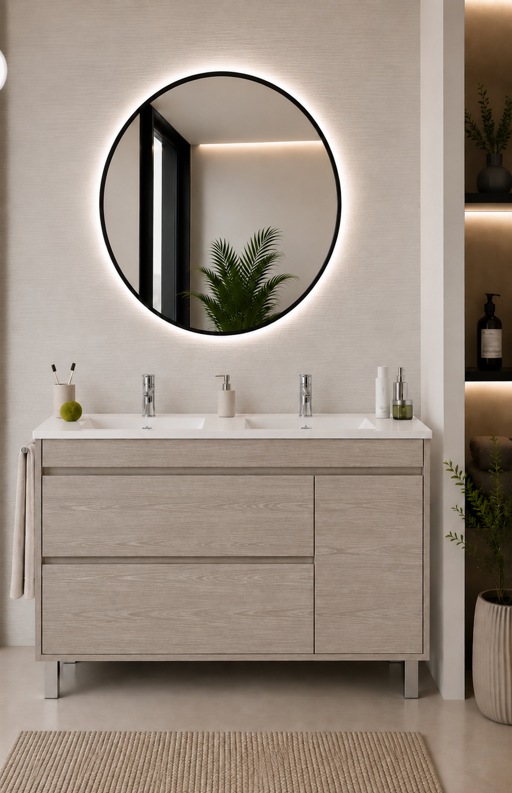 CAPRERA bathroom vanity unit with basin, 2 drawers and door