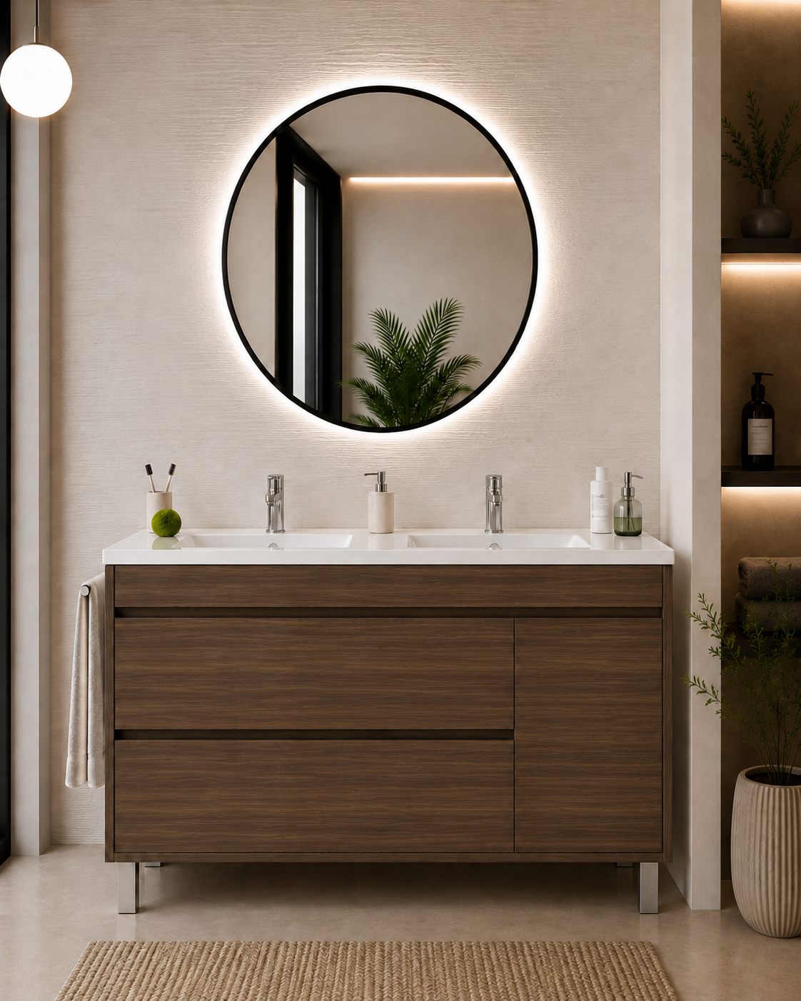 CAPRERA bathroom vanity unit with basin, 2 drawers and door