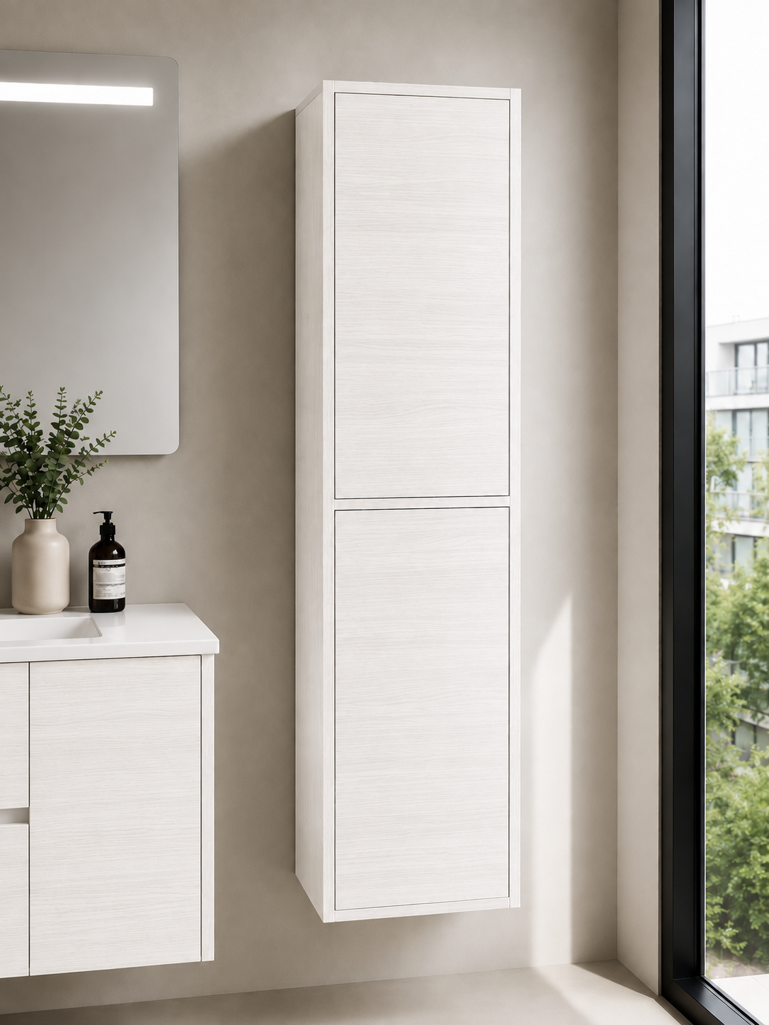 FLORENCIA tall bathroom cabinet with 2 doors, 140 cm