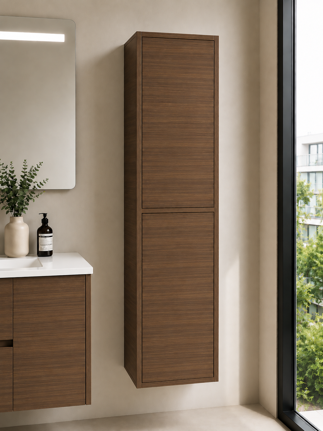 FLORENCIA tall bathroom cabinet with 2 doors, 140 cm
