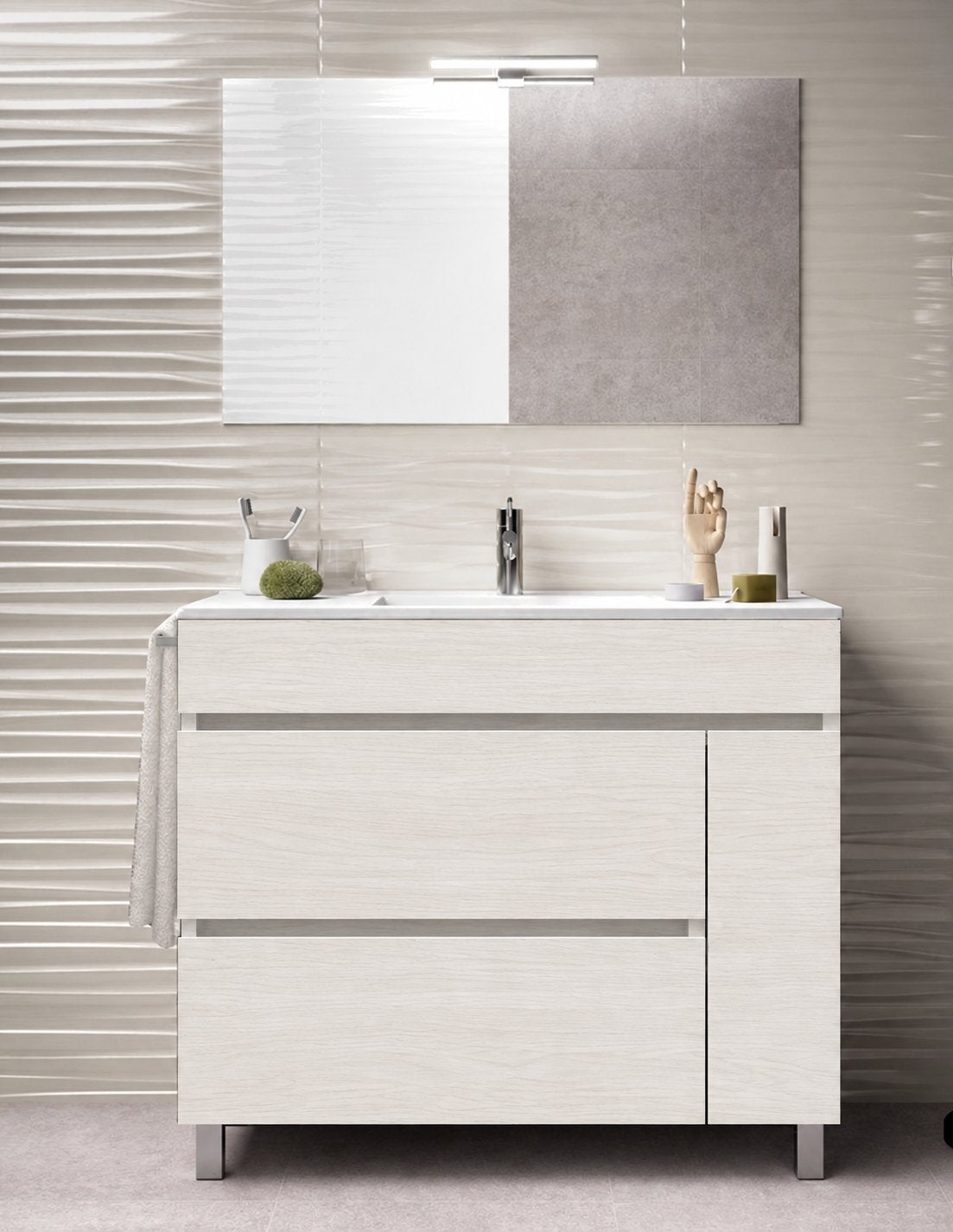 CAPRERA bathroom vanity unit with basin, 2 drawers and door