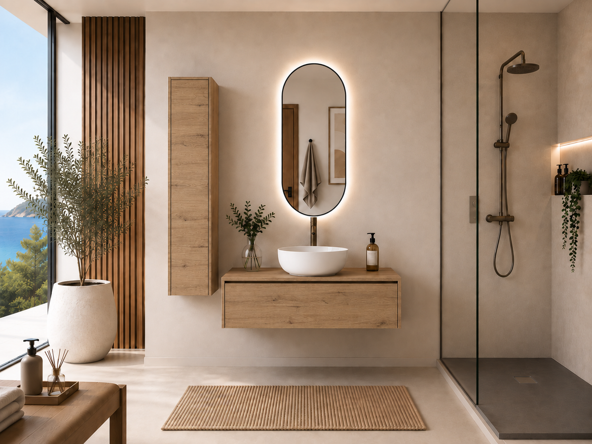 Mueble de baño FORMENTERA Estepa con lavabo sobre encimera