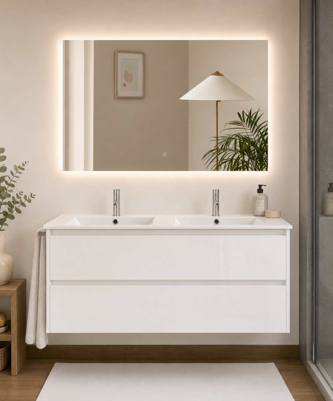 IBIZA wall-hung bathroom vanity unit with basin and 2 drawers