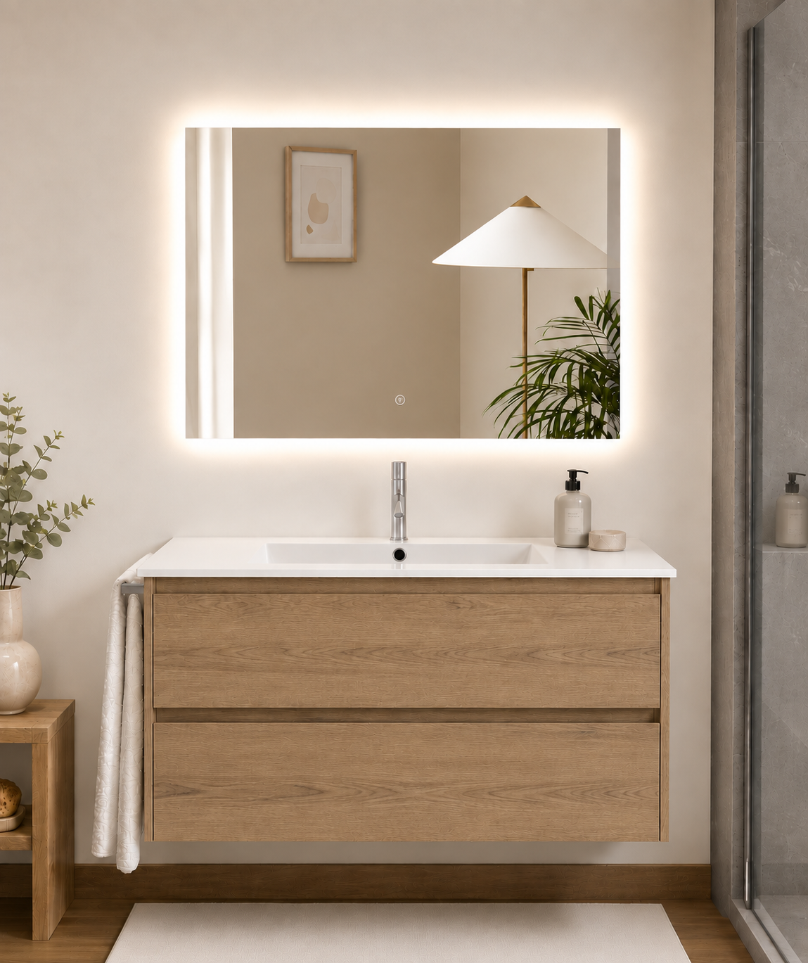 IBIZA wall-hung bathroom vanity unit with basin and 2 drawers