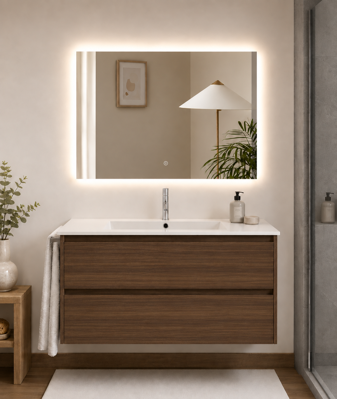 IBIZA wall-hung bathroom vanity unit with basin and 2 drawers