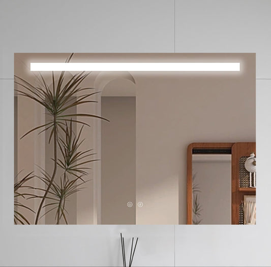 LINE LED bathroom mirror with metal frame and anti-fog