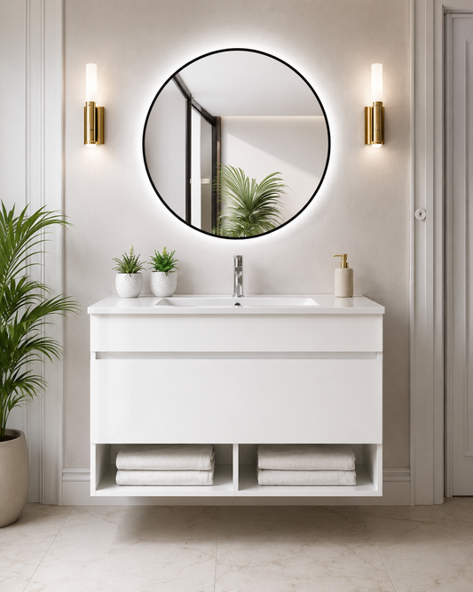 NEBARI wall-hung bathroom vanity unit with drawer and basin