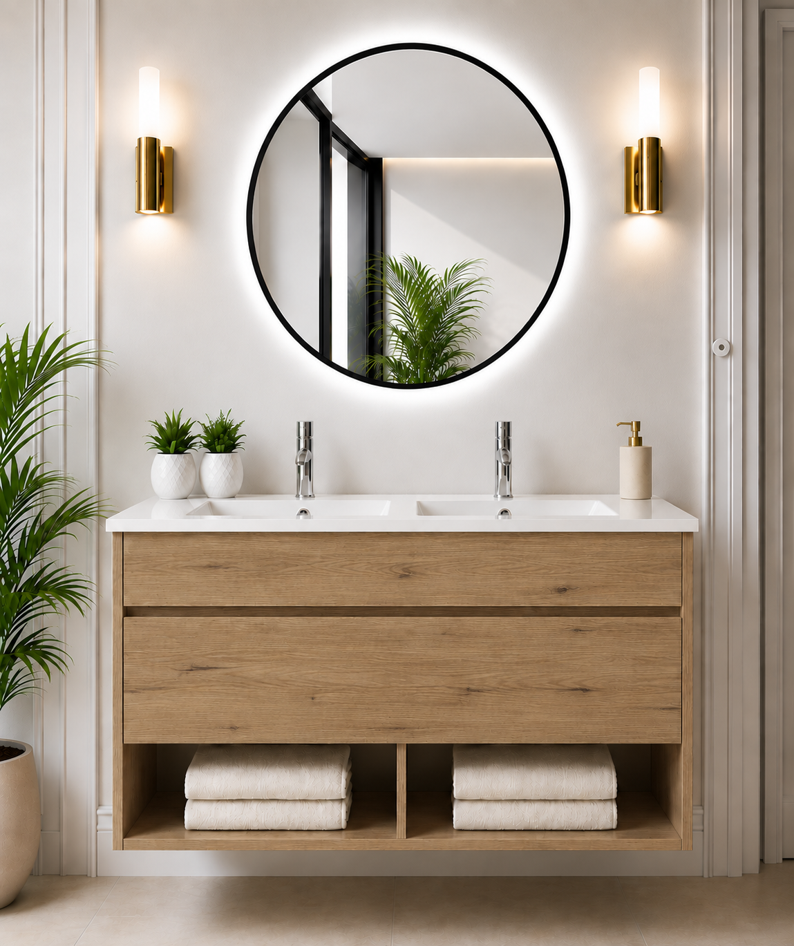 NEBARI wall-hung bathroom vanity unit with drawer and basin