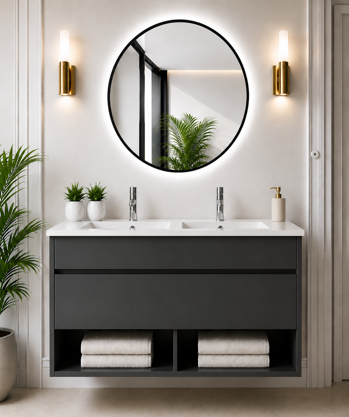 NEBARI wall-hung bathroom vanity unit with drawer and basin