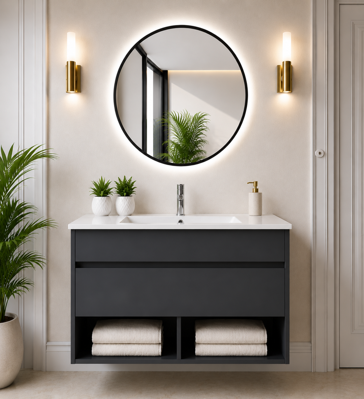 NEBARI wall-hung bathroom vanity unit with drawer and basin