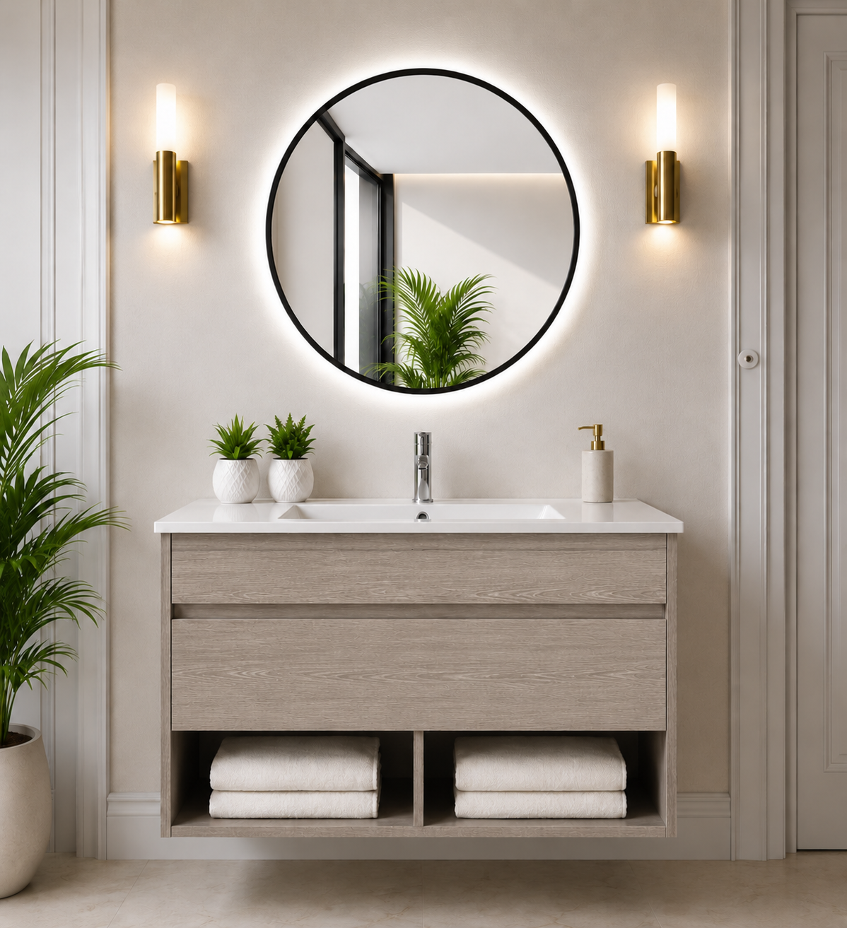 NEBARI wall-hung bathroom vanity unit with drawer and basin