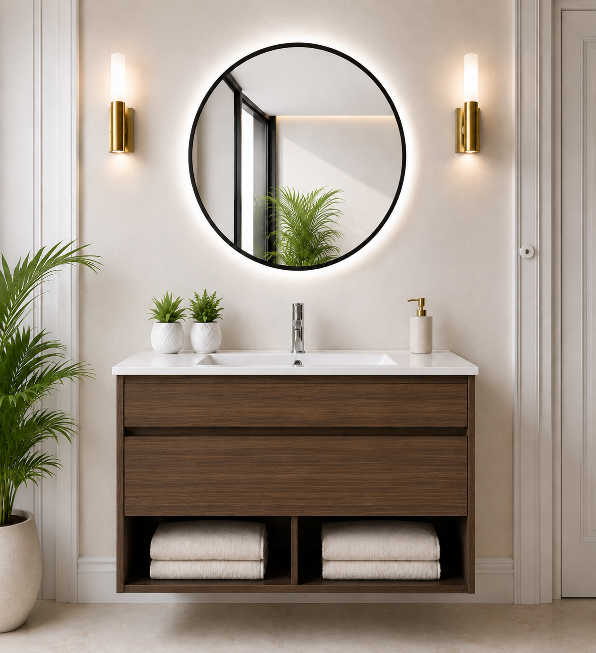 NEBARI wall-hung bathroom vanity unit with drawer and basin