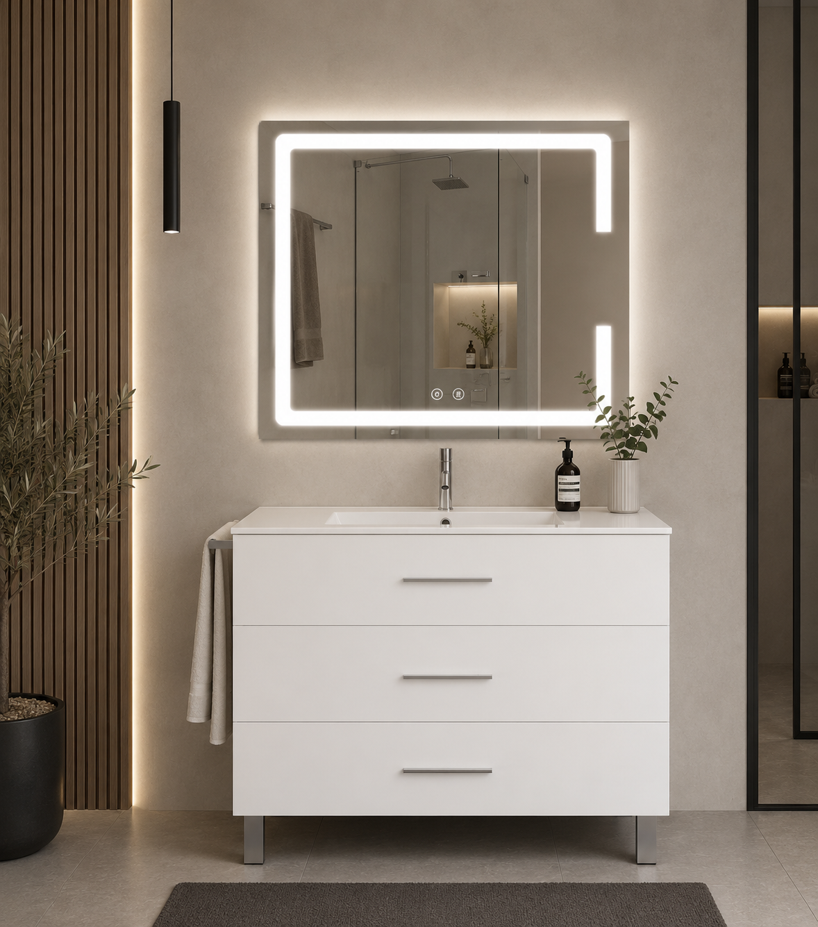 RIBERA floor-standing bathroom vanity unit with basin and 3 drawers