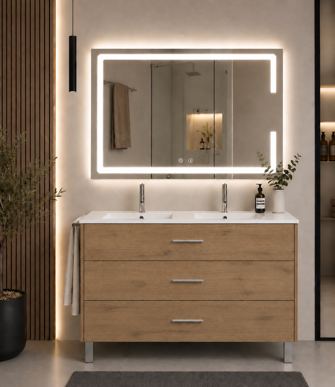 RIBERA floor-standing bathroom vanity unit with basin and 3 drawers