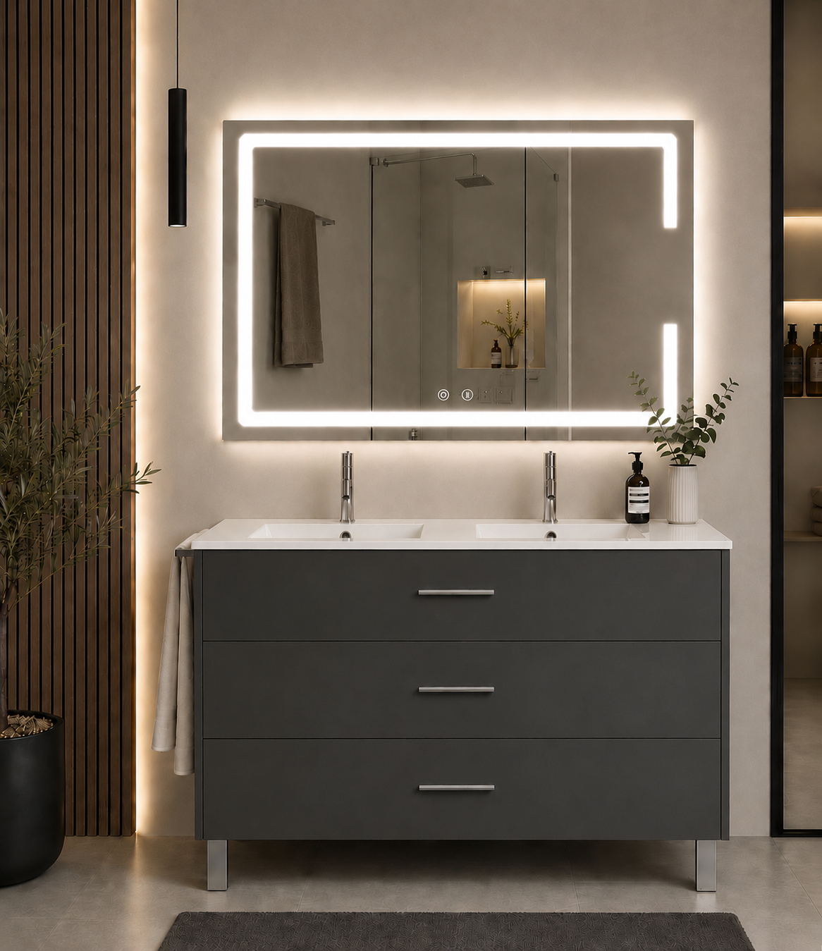 RIBERA floor-standing bathroom vanity unit with basin and 3 drawers