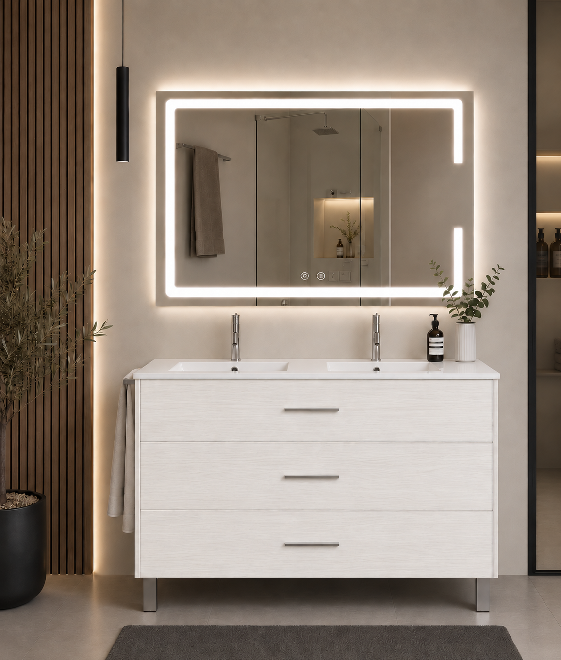 RIBERA floor-standing bathroom vanity unit with basin and 3 drawers