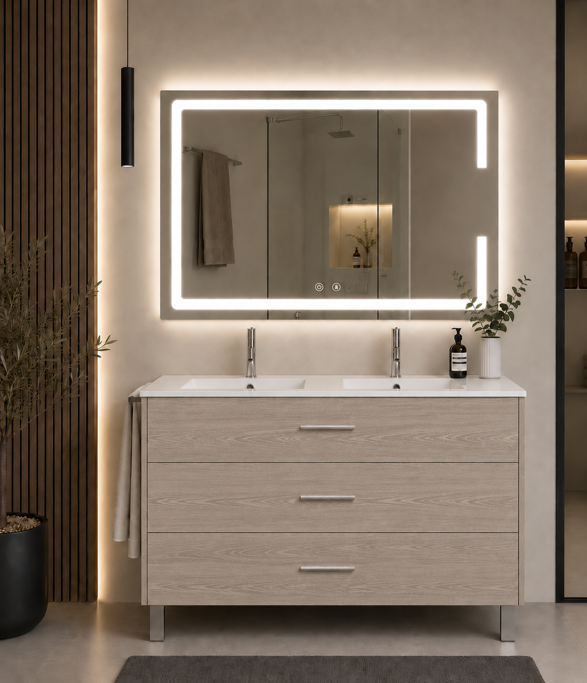 RIBERA floor-standing bathroom vanity unit with basin and 3 drawers