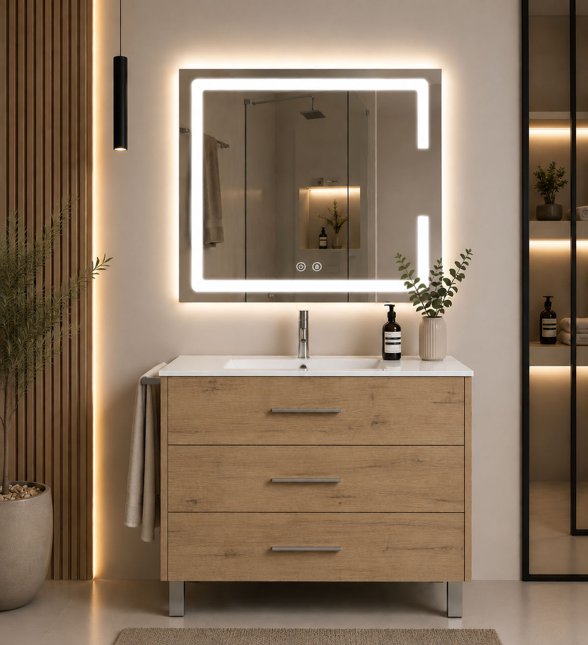 RIBERA floor-standing bathroom vanity unit with basin and 3 drawers