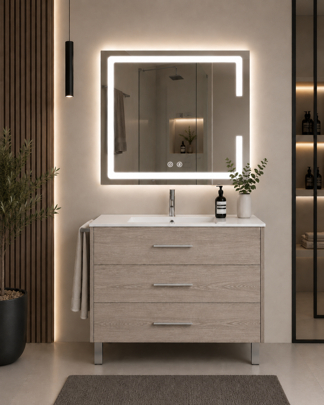RIBERA floor-standing bathroom vanity unit with basin and 3 drawers