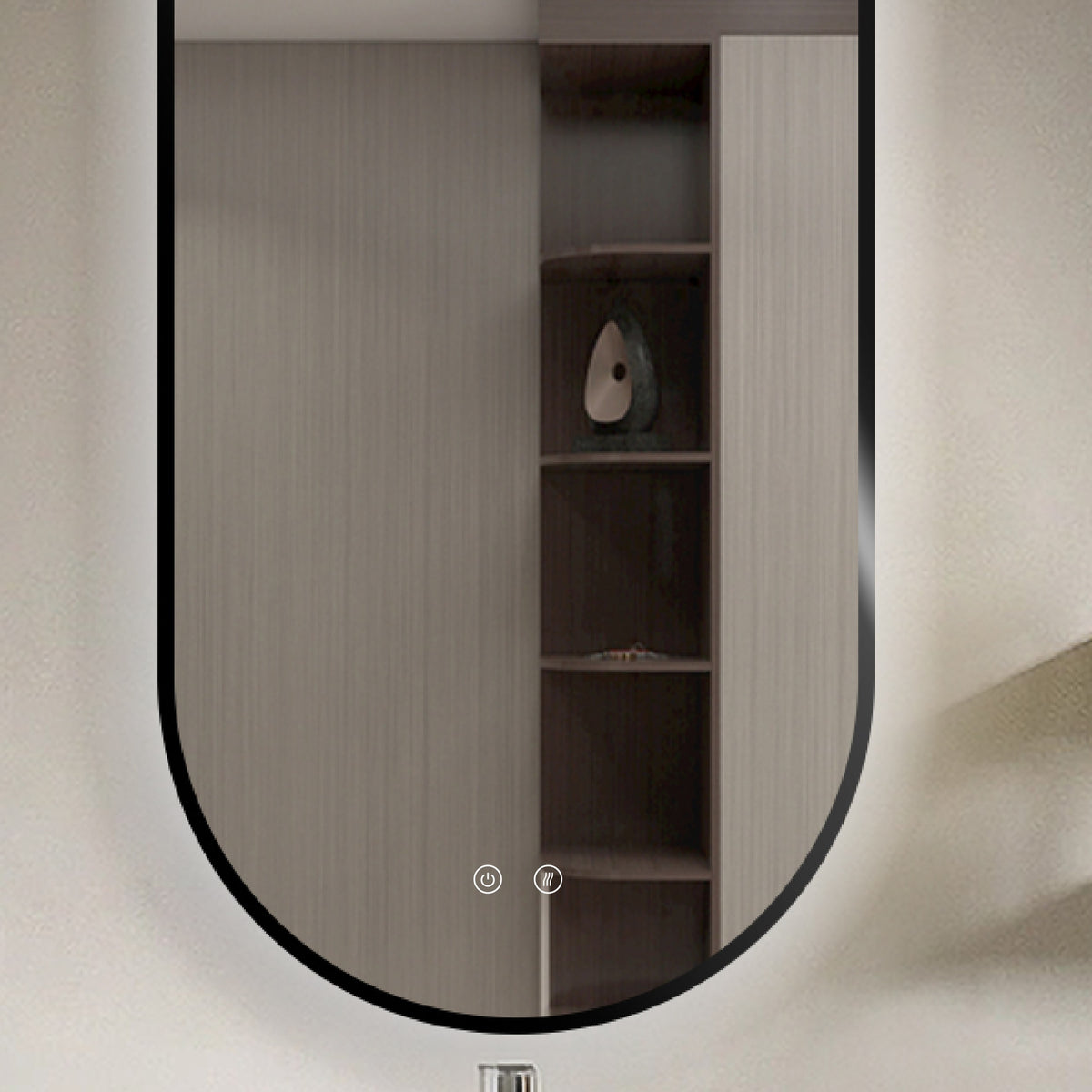 SELENE Gold & Black curved LED bathroom mirror with anti-fog