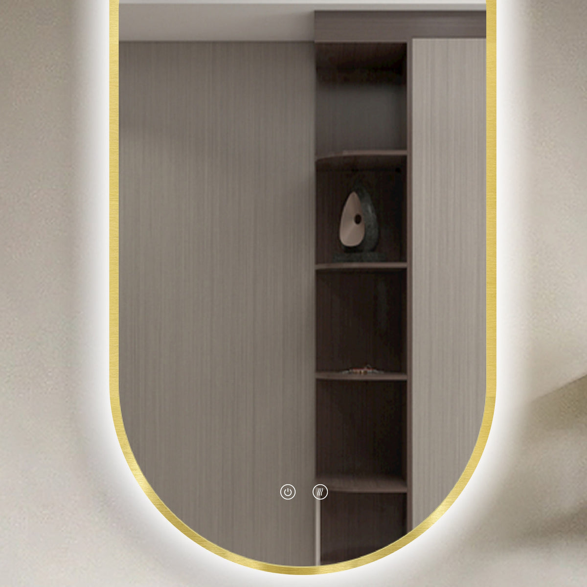 SELENE Gold & Black curved LED bathroom mirror with anti-fog